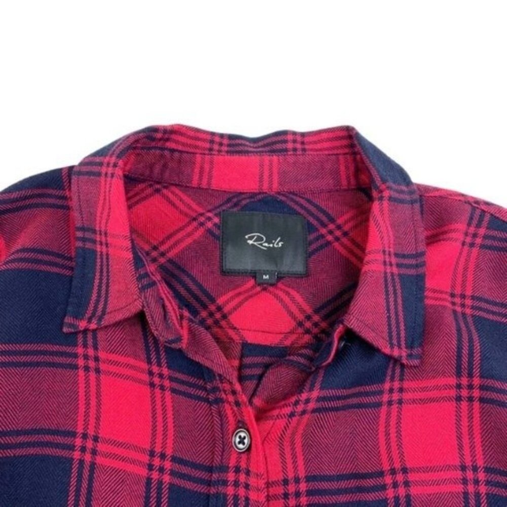 Rails Long Sleeve Plaid Button Front Shirt Dress … - image 3